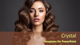  Presentation with long hair - Beautiful presentation design featuring woman with long brown hair backdrop and a tawny brown colored foreground