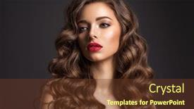  Presentation with lipstick - Cool new slide set with beautiful woman with long brown hair beautiful face of an attractive model with red lipstick beauty of curly hair closeup portrait of caucasian stunning girl backdrop and a tawny brown colored foreground
