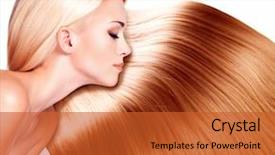  Presentation with long hair - Beautiful PPT theme featuring beautiful woman with long hair backdrop and a red colored foreground