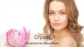  Presentation with lotus flower - Colorful presentation theme enhanced with beautiful woman with lotus flower backdrop and a  colored foreground
