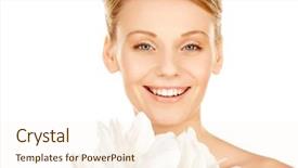  Presentation with lily flower - Amazing slide deck having beautiful woman with madonna backdrop and a  colored foreground