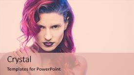  Presentation with galaxy - Colorful slide set enhanced with beautiful woman with magnificent galaxy backdrop and a coral colored foreground