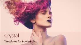  Presentation with hair - Colorful presentation design enhanced with beautiful woman with magnificent galaxy backdrop and a lemonade colored foreground