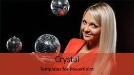  Presentation with black women beautiful woman - Cool new presentation theme with beautiful woman with mirrored ball backdrop and a red colored foreground