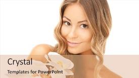  Presentation with flower woman - Presentation theme consisting of beautiful woman with orchid flower background and a coral colored foreground