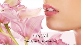  Presentation with drawing of pink lotus flower - PPT theme with beautiful woman with pink flower background and a  colored foreground