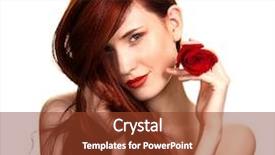  Presentation with red and white rose petals - Cool new presentation theme with beautiful woman with red rose backdrop and a tawny brown colored foreground