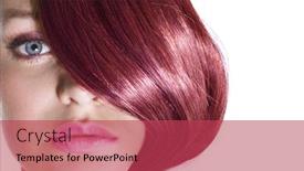  Presentation with hair - Beautiful theme featuring beautiful woman with ruby hair backdrop and a red colored foreground