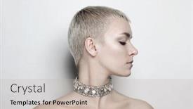  Presentation with haircut - Audience pleasing presentation design consisting of beautiful-woman-with-short-haircut backdrop and a mint green colored foreground