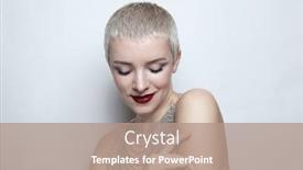 Presentation with haircut - Beautiful presentation theme featuring beautiful-woman-with-short-haircut backdrop and a coral colored foreground