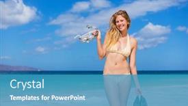  Presentation with gear - Cool new presentation theme with beautiful-woman-with-snorkel-gear backdrop and a teal colored foreground