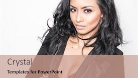  Presentation with makeup - Slide set with beautiful-woman-with-sultry-makeup background and a coral colored foreground