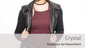  Presentation with makeup - PPT theme enhanced with beautiful-woman-with-sultry-makeup background and a light gray colored foreground