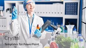  Presentation with laboratory food - Presentation theme with beautiful-woman-working-at-scientist background and a light gray colored foreground