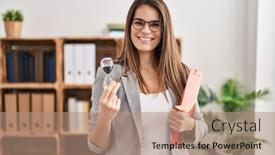 Presentation with sand clock - Presentation consisting of beautiful-woman-working-at-therapy background and a coral colored foreground