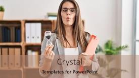  Presentation with sand clock - Slides having beautiful-woman-working-at-therapy background and a coral colored foreground