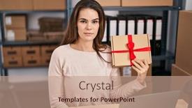  Presentation with ecommerce - Theme featuring beautiful-woman-working background and a  colored foreground