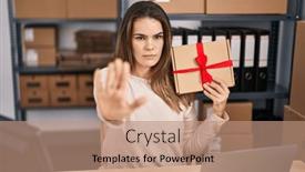  Presentation with defense - Slide set featuring beautiful-woman-working background and a coral colored foreground