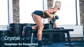  Presentation with crossfit - Beautiful slide deck featuring beautiful-woman-workout-with-dumbbell backdrop and a ocean colored foreground