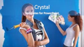  Presentation with women - Audience pleasing PPT layouts consisting of beautiful women holding color palette backdrop and a teal colored foreground