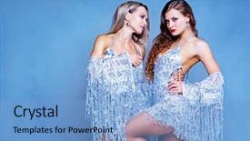  Presentation with folk dance - Presentation design enhanced with beautiful women striptease dancers performing background and a light blue colored foreground