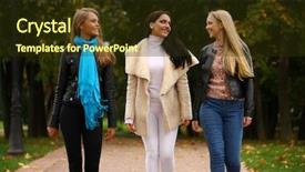 Presentation with beautiful nature - Colorful presentation enhanced with beautiful women walking in park backdrop and a tawny brown colored foreground