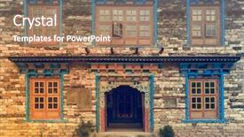  Presentation with beautiful houses - Presentation theme having beautiful woodcarft nepal style background and a coral colored foreground