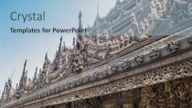  Presentation with roof - Colorful PPT theme enhanced with beautiful-wooden-carved-roof backdrop and a light blue colored foreground