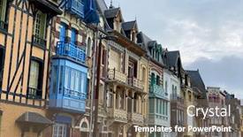  Presentation with facade - Colorful PPT layouts enhanced with beautiful-wooden-facade-of-old backdrop and a violet colored foreground