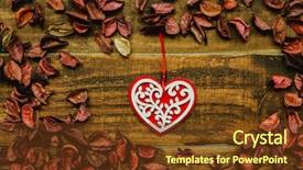  Presentation with wood rustic - Presentation theme having beautiful wooden heart with red dry petals around on a rustic wood background and a tawny brown colored foreground