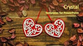  Presentation with rustic wood - Slides consisting of beautiful wooden hearts with red dry petals around on a rustic wood background and a tawny brown colored foreground