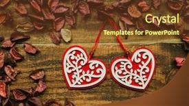  Presentation with wood rustic - Presentation theme enhanced with beautiful wooden hearts with red dry petals around on a rustic wood background and a tawny brown colored foreground