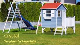 Presentation with children - Audience pleasing theme consisting of beautiful-wooden-house-for-children backdrop and a tawny brown colored foreground