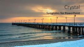  Presentation with wooden - PPT theme consisting of beautiful-wooden-pier-in-gdynia background and a coral colored foreground