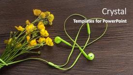  Presentation with yellow wood - PPT theme with beautiful-yellow-flower-and-headphones background and a tawny brown colored foreground