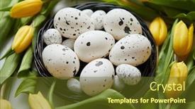  Presentation with easter bunny yellow spring flower - Slide deck consisting of beautiful-yellow-tulips-with-dotted background and a tawny brown colored foreground