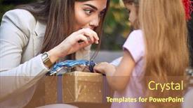  Presentation with birthday - PPT theme enhanced with beautiful-young-adult-brunette-making background and a red colored foreground