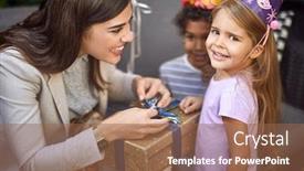  Presentation with female - Theme having beautiful-young-adult-female-unwrapping background and a violet colored foreground