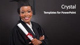  Presentation with elementary school female career day african american - Presentation design having beautiful young african american graduate background and a dark gray colored foreground