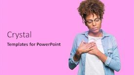  Presentation with african woman - Cool new presentation theme with beautiful young african american woman wearing glasses over isolated background smiling with hands on chest with closed eyes and grateful gesture on face health concept backdrop and a lavender colored foreground