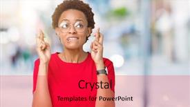  Presentation with eye african american models - PPT theme with beautiful young african american woman background and a  colored foreground