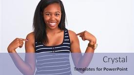  Presentation with proud american - Theme enhanced with beautiful-young-african-american-woman background and a light blue colored foreground