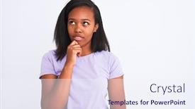  Presentation with african american woman question - PPT theme enhanced with beautiful-young-african-american-woman background and a  colored foreground
