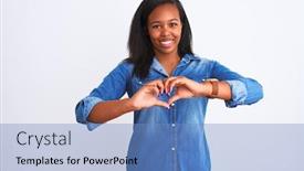  Presentation with american heart - Amazing presentation theme having beautiful-young-african-american-woman backdrop and a teal colored foreground