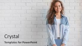  Presentation with american graduation african education - Beautiful PPT theme featuring beautiful young african american woman backdrop and a light gray colored foreground