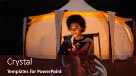  Presentation with glamping - PPT theme with beautiful-young-african-woman-covered background and a wine colored foreground