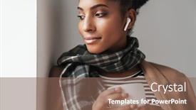  Presentation with coffee music - Presentation design consisting of beautiful-young-african-woman-wearing background and a violet colored foreground