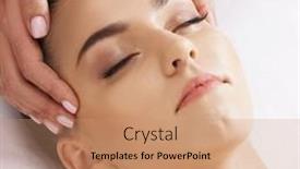  Presentation with healing hands - PPT theme with beautiful-young-and-healthy-woman background and a coral colored foreground