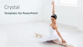  Presentation with ballerina - Amazing PPT theme having beautiful-young-ballerina-in-pointe backdrop and a sky blue colored foreground