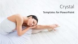  Presentation with ballerina - PPT theme featuring beautiful-young-ballerina-in-pointe background and a sky blue colored foreground